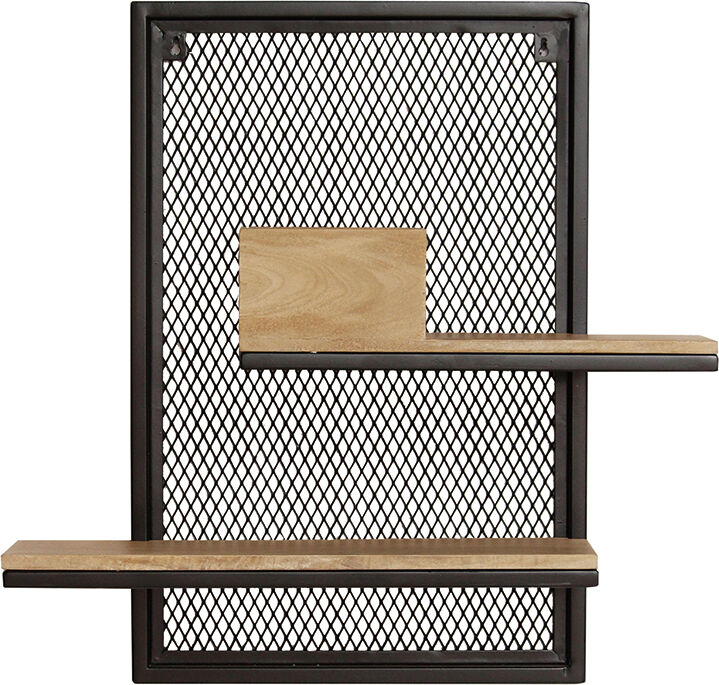 Miliboo Etagère murale double en bois manguier massif et métal noir L40 cm RACK