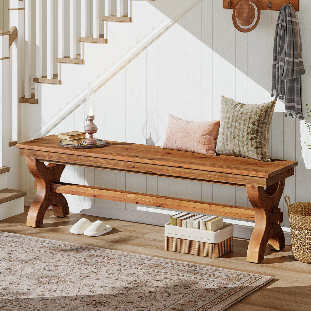 Blue Elephant Solid Wood Bench Brown 45cm H X 140cm W X 35cm D