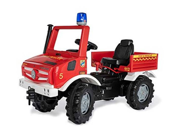Rolly Toys 038220 rollyUnimog Feuerwehr Edition 2020 (Kinderunimog, Tretfahrzeug) - inkl. RollyFlashlight, Sitz verstellbar, Flüsterlaufreifen