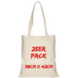 Texxilla Baumwolltasche Mehrpack Classic mit zwei langen Henkeln, Natur, natur