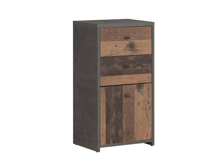 Commode 1 porte 2 tiroirs Best chest vintage Vieux Bois - Basika