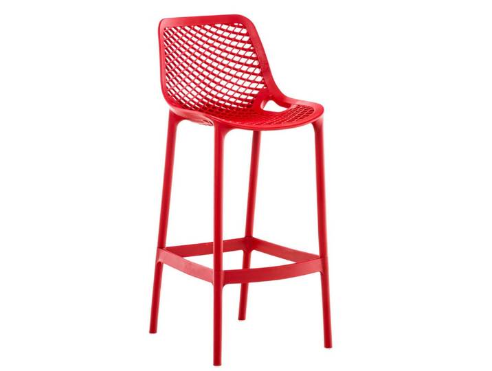 TPFLiving Barhocker Kunststoff (Barstuhl - Tresenhocker - Thekenhocker - Hocker für Küche), Gestell Kunststoff - Sitzfläche: Kunststoff Rot