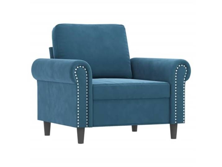 KTHLBRH 4-teiliges Sofaset aus blauem Samt mit Kissen Sessel, 2- und 3-Sitzer-Sofa, Fußstütze, Gestell aus Metall und Sperrholz, Schaumstoff