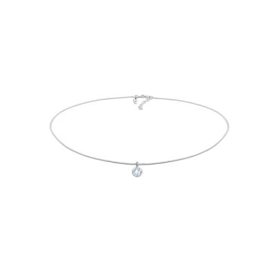 Choker ELLI PREMIUM "Halskette Choker mit Glas Kristalle Weiß 925 Sterling Silber" Gr. 36, silber, Halsketten, Damen, mit Steinen, Silber 925 (Sterlingsilber)