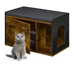 Relaxdays Katzenschrank im Industrial Design Braun,Schwarz