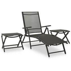 Helloshop26 - Gartenmöbel-Set Outdoor-Möbel 3-teiliges Set Textilene und schwarzes Aluminium 02_0016066