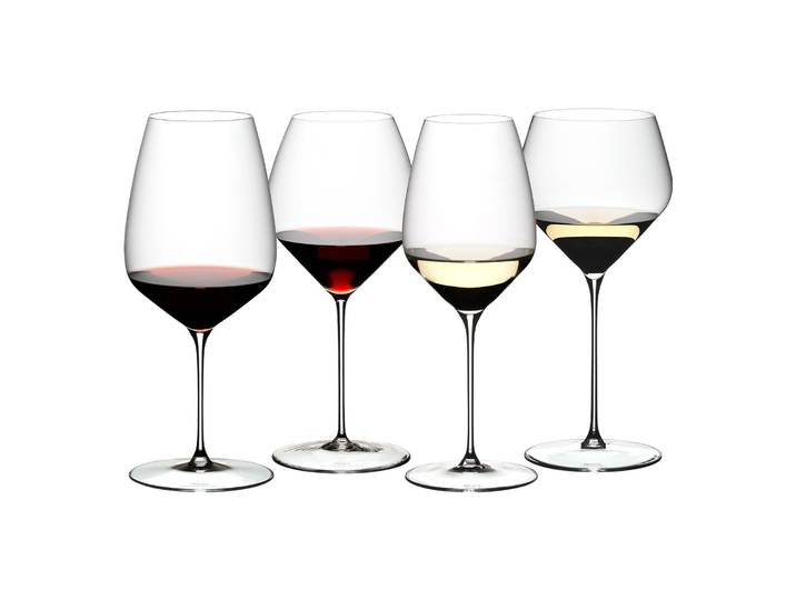 Weinglas Wein-Tasting-Set Veloce 4er Set transparent , bunt (transparent), B:2cm H:2cm, Glas, RIEDEL THE WINE GLASS COMPANY, Trinkgefäße, Weinglas, Spülmaschinengeeignet