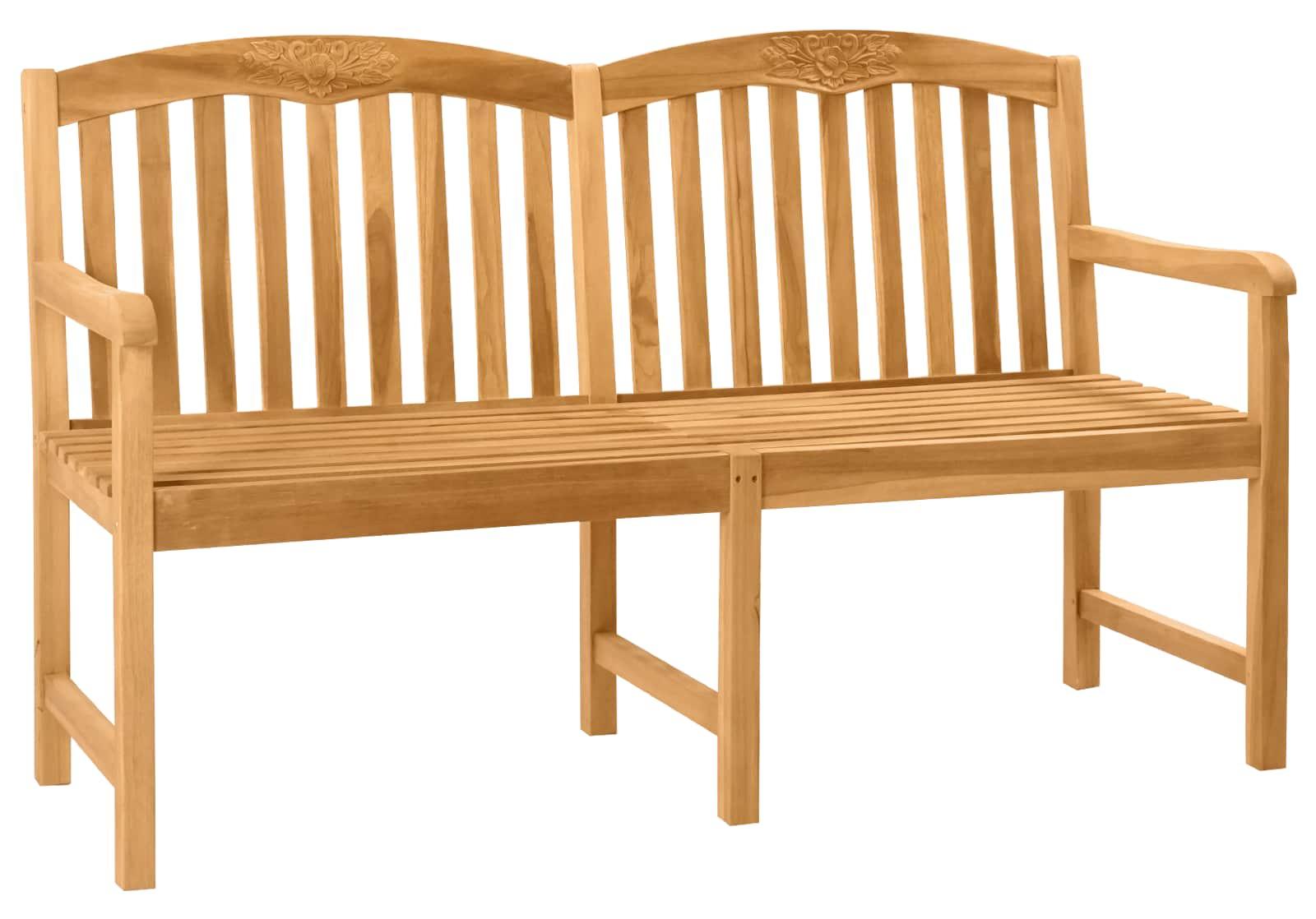 Handgefertigte Rosenbank 180 x 61 x 90 cm Massivholz Teak Natur
