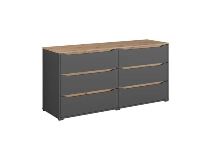 Vicco Kommode Ruben, Anthrazit/Artisan-Eiche, 160 x 76.6 cm