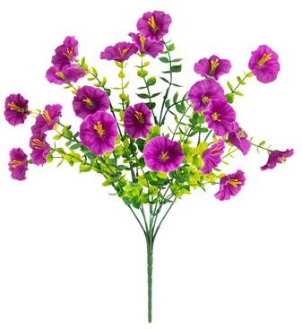 Nearly Natural 14-in UV Resistant Artificial Morning Glory Bush - Set of 12