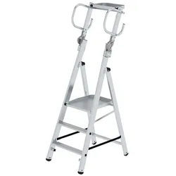 PROREGAL Plattformleiter steckbar | 3 Stufen | inkl. klappbaren Griffen | Aluminium
