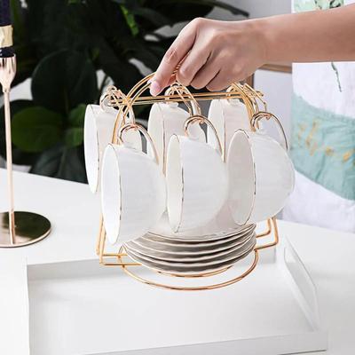Useful Little Things Gold Metal Tea Cup And Saucer Display Stand Mug Storage And Drying Rack 6 Cups