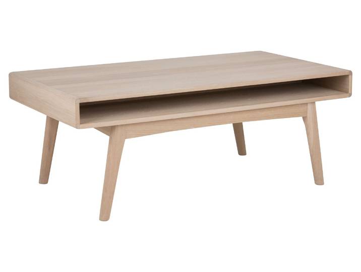 Couchtisch ACTONA GROUP Marte, zeitlos & praktisch, Stubentisch mit offenem Stauraum , beige (weiß, weiß pigmentiert, weiß pigmentiert), B:130cm H:50cm T:70cm, Tische, Couchtisch, Weiss pigmentiertes Eichenfurnier, pflegeleicht & robust. B: 130 cm.