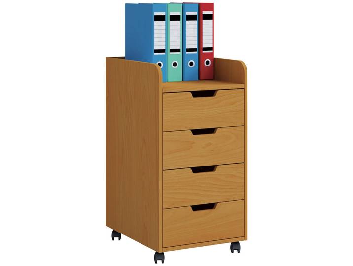 Mid.you Rollcontainer, Buchefarben, 4 Schublade(n) Schubladen, 40x74x50 cm, Büromöbel, Schreibtischcontainer, Rollcontainer