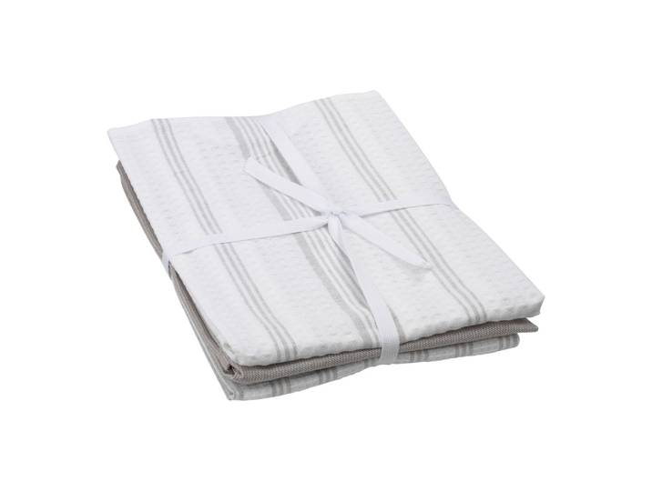 Küchentuch Wanja, Byyu, weiss/taupe, Baumwolle