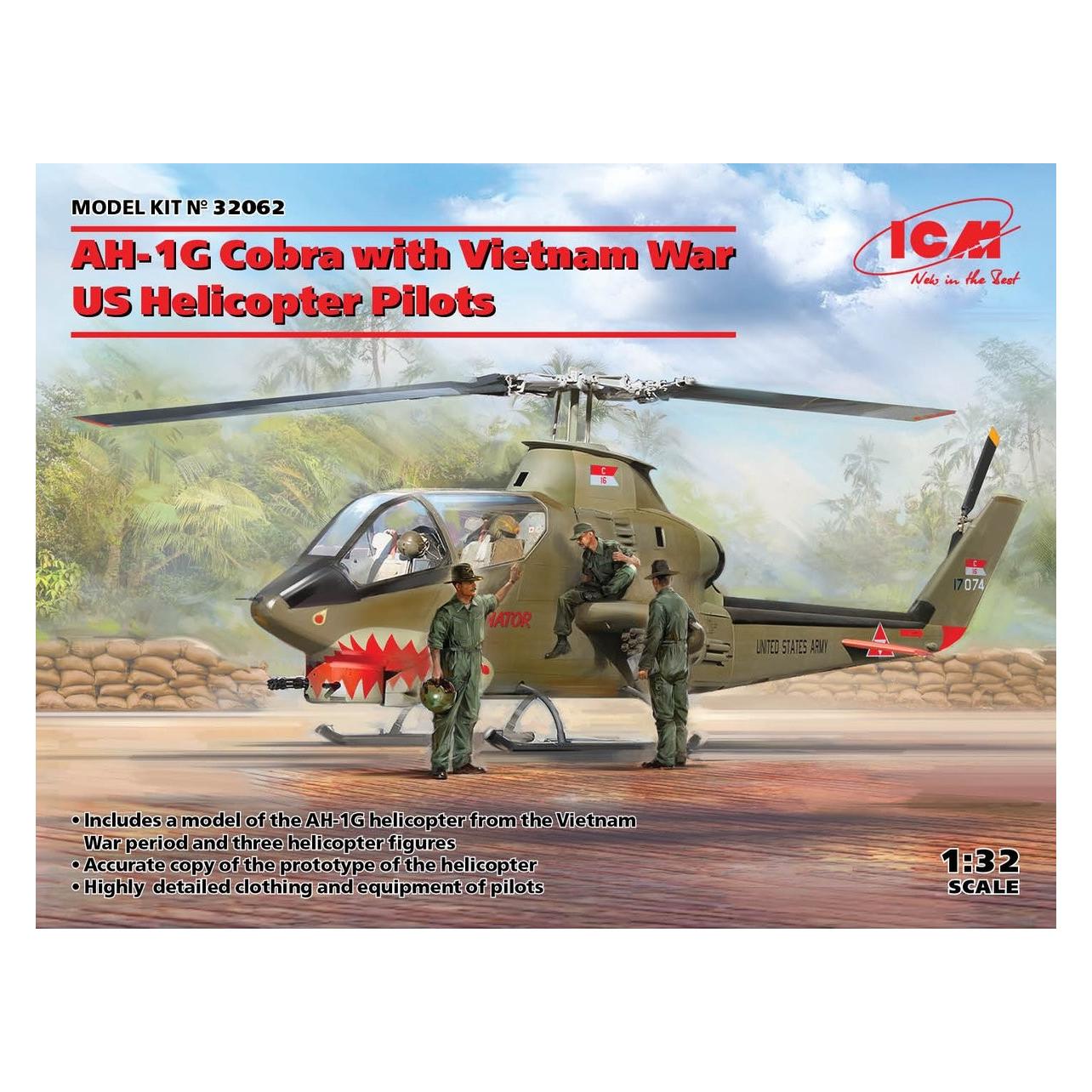 ICM AH-1G Cobra with Vietnam War US Helicopter Pilots (32062)