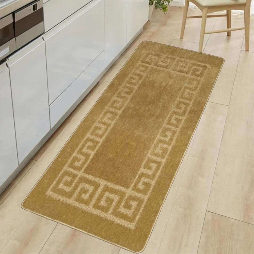 Quality & Style Geometric Area Rug Ochre Runner 80 x 300 cm