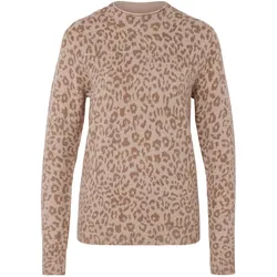 Tchibo - Strickpullover mit Stehkragen - Damen - Gr. M - hellbraun/print