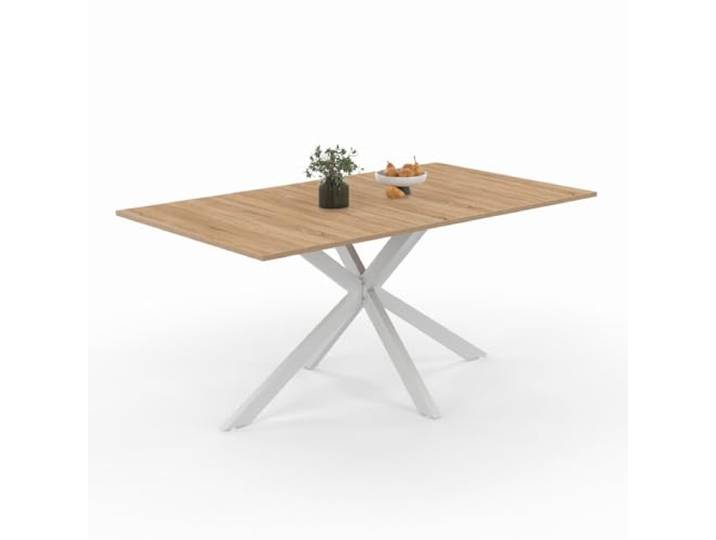 IDMarket - Rechteckiger Esstisch ALIX 8 Personen Spinnenfuß Holz und Weiß 160 cm