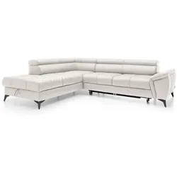 Ecksofa Mocca Leder Weiß