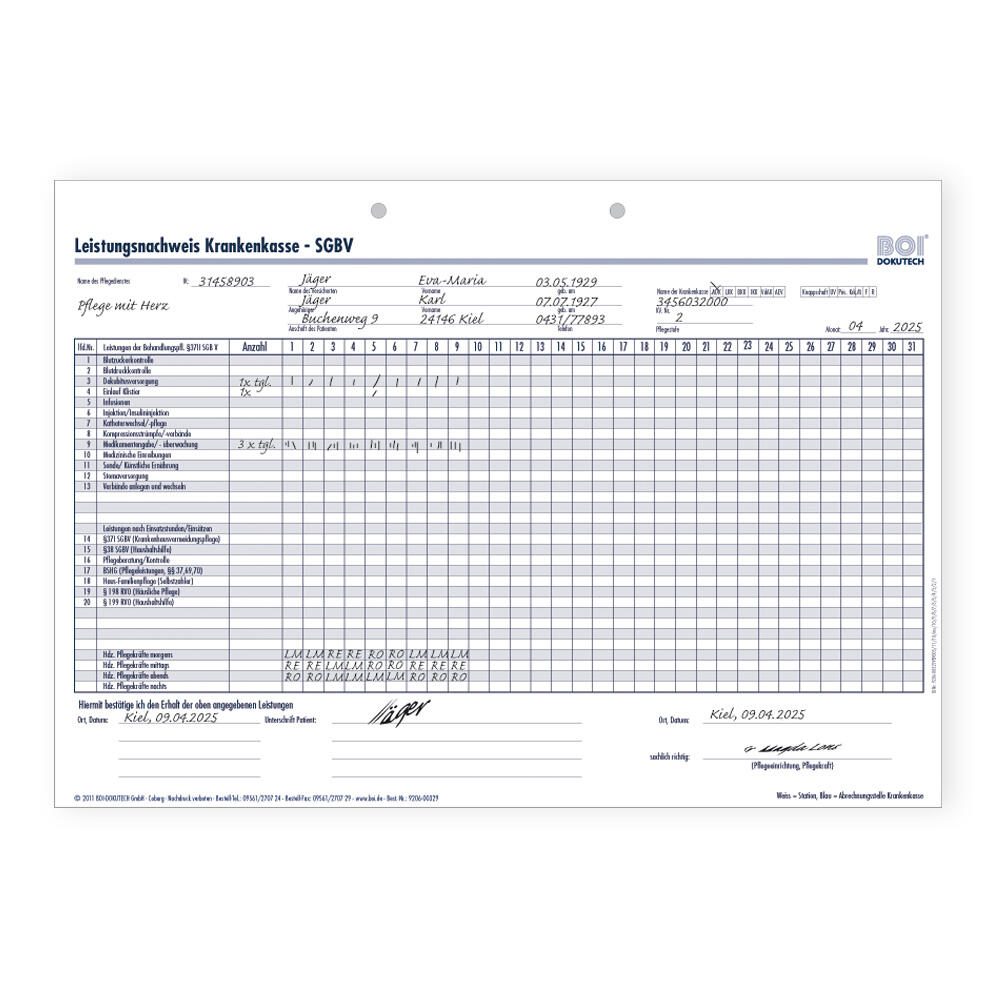 BOI Formular Leistungsnachweis Krankenkasse SGBV 9206-00329