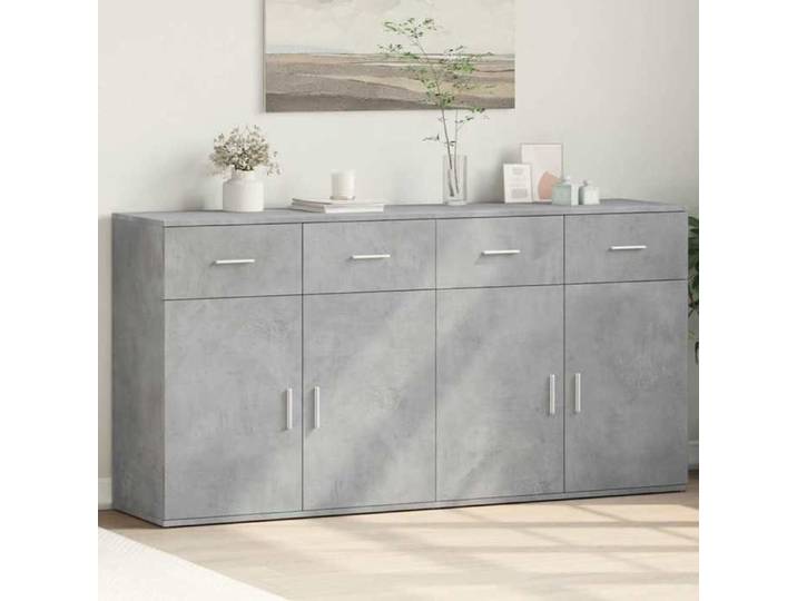 Gris Buffets 2 pcs gris béton 79x38x80 cm bois d'ingénierie - Meuble Rangement LV28597