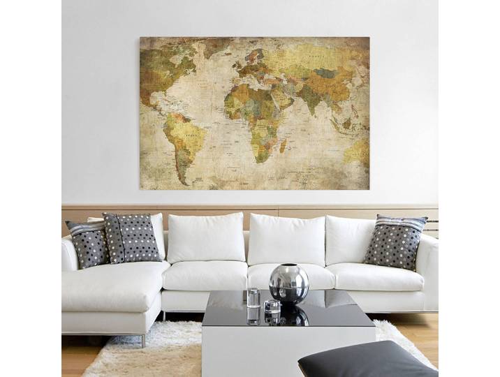 Tableau déco planisphère Tissu Multicolore 120 x 80cm