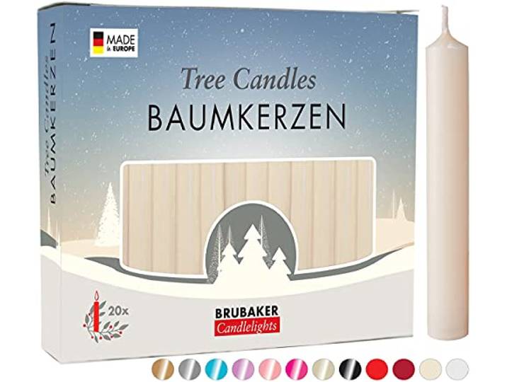 BRUBAKER 100 Pakje Boomkaarsen Was - Kerstkaarsen Piramide Kaarsen Kerstboom Kaarsen - Champagne