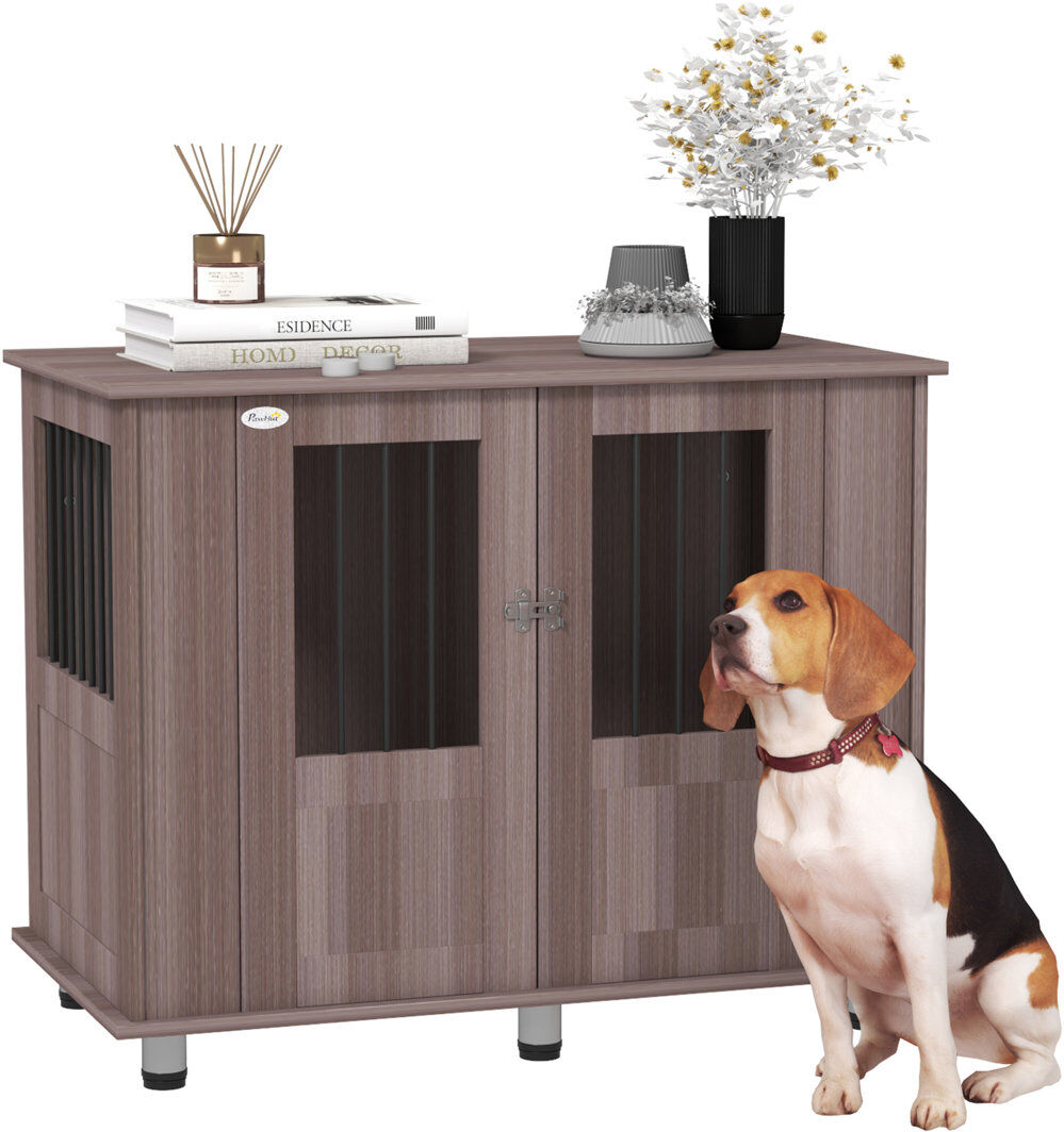 PawHut Dog Crate Kennel Cage for Dog Indoor End Table Purple 75cm H x 95cm W x 55cm D