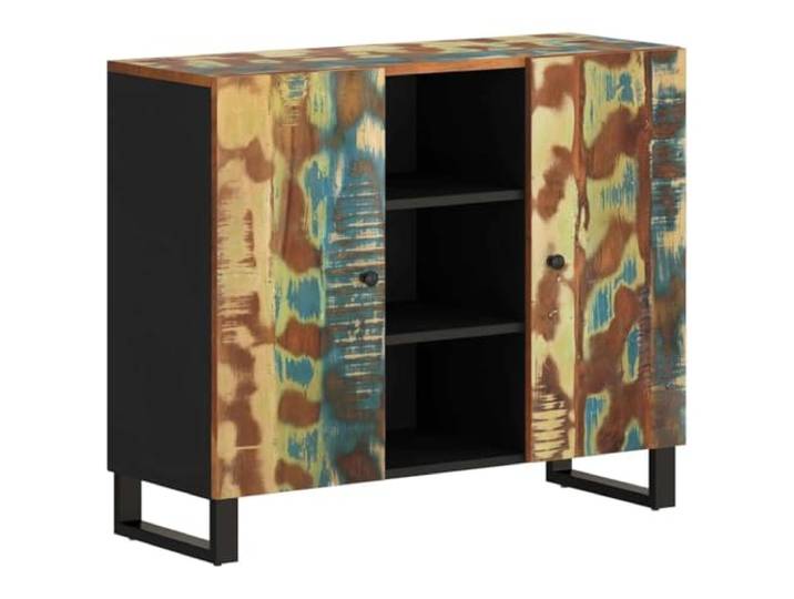 KGFHERENB Sideboard 90x33x75 cm Altholz Massiv Kommode Anrichte Kompakter Schrank aus Altholz mit 7 Fächern & Eisenbeinen für Wohnzimmer & Schlafzimmer.