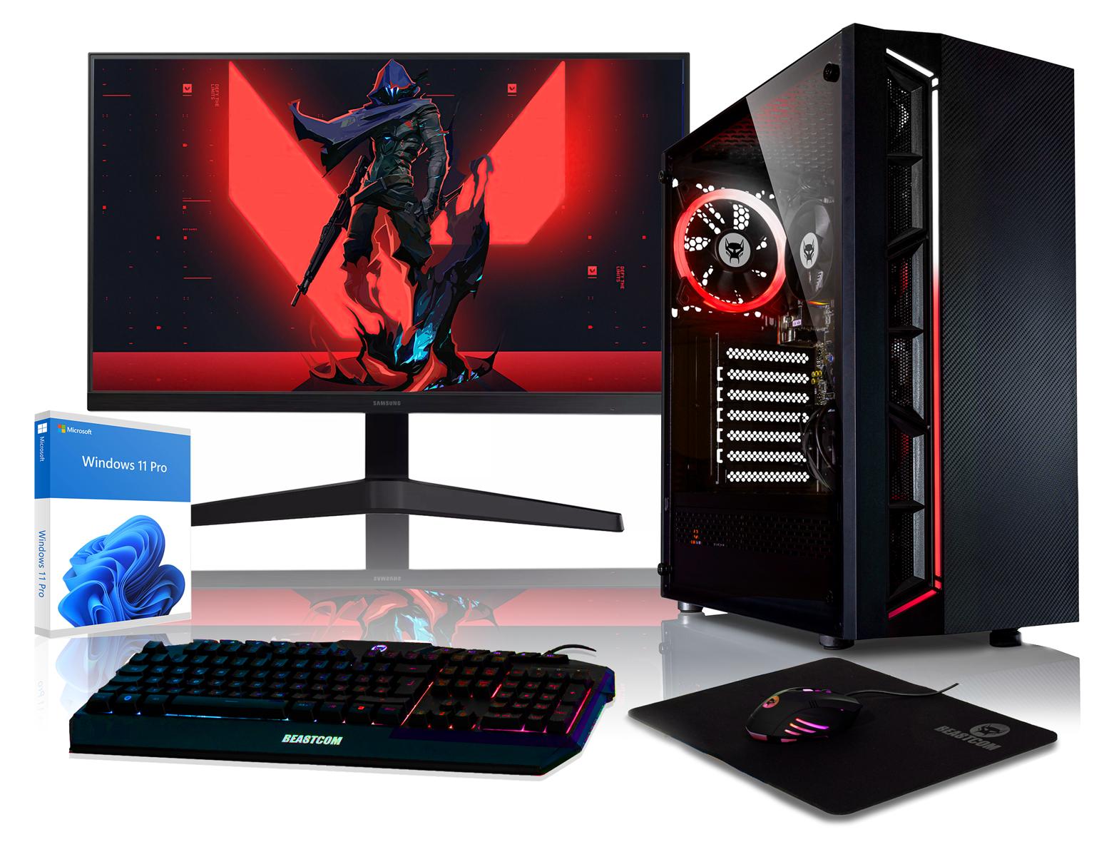 BEASTCOM Q3 | Essential Gaming PC | Komplett-Set | AMD Ryzen 3 4X4,00GHz | 4K Vega 8-Kern Grafik | 8GB RAM, 512GB SSD | Monitor LED 24" | Tastatur, Maus, Mauspad | WLAN | Windows 11
