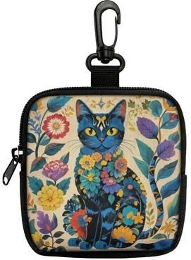 Uplift Essentials Cat Print Mini Coin Purse Waterproof Artificial Leather Earphone & Card Bag rice Ear Cat