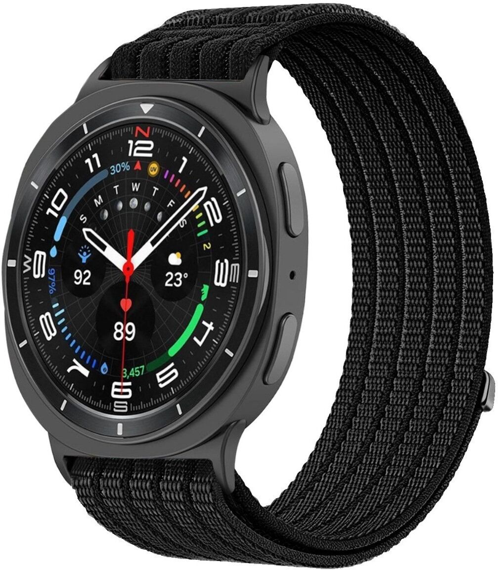 INF Nylon Loop Armband kompatibel mit Samsung Watch 9, Watch 8 und Watch 8 Classic, verstellbar und atmungsaktiv Schwarz