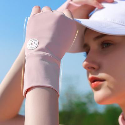 Multisell Products Hub Women Ice Silk Golf Gloves, Elastic Half Finger, UV Protector, Cool Breathable Open Finger Sunscreen Glove black