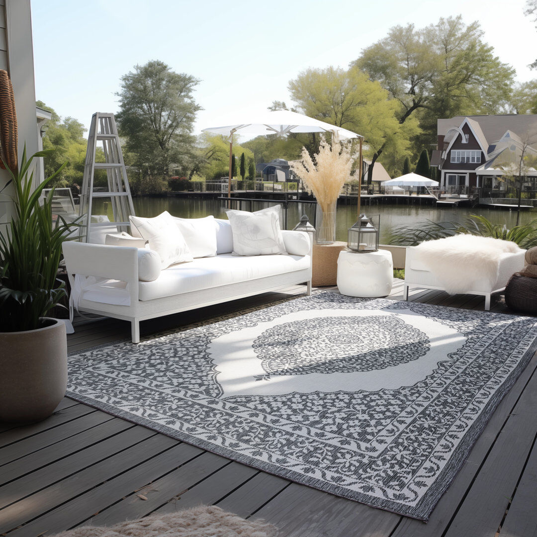 Elle Decoration Gemini Ornamental Area Rug Matt brushed nickel Rectangular 120 x 170cm