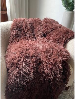 "Laurel & Mayfair Blue Shaggy Faux Fur Throw, 50x60"""