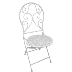 HTI-Living, Gartentisch + Balkontisch, Bistroset aus Metall 3-teilig Weiss Klapptisch Ø 60 cm 2 Klappstühle (60 x 72 cm)