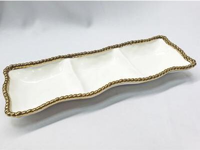 Jiallo "15"" Bead 3-Section Platter"