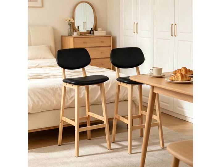 Tabouret De Bar Lot De 2 Noir Tabouret De Bar Design FloraGrace Pour Cuisine Et Bar Dossier Ergonomique 91 5cm