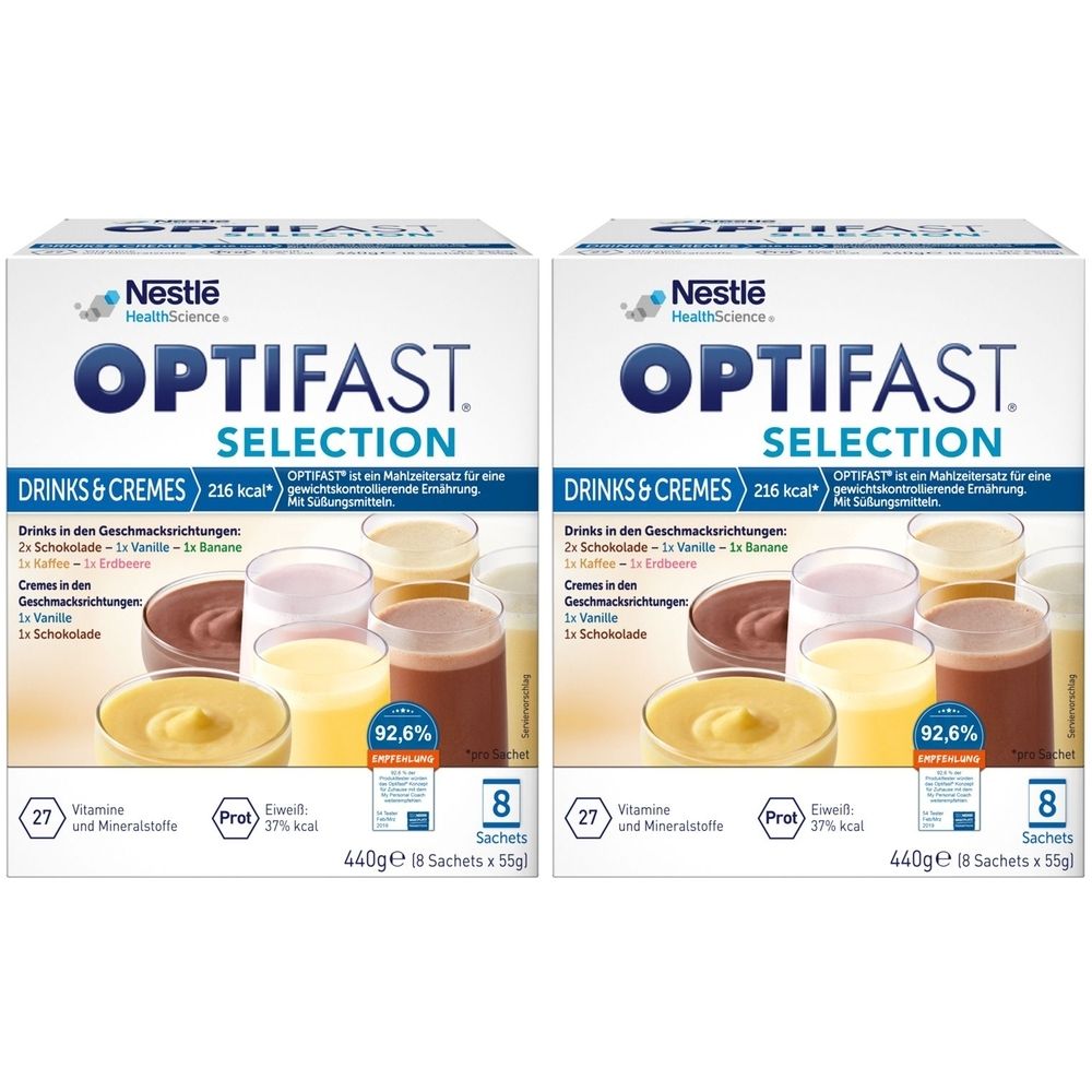 2x Optifast Selection Drinks & Cremes Pulver 2x8x55 g