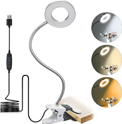 Inspire Curations Clip On LED Reading Light 3 Color Modes Dimmable Book & Study Lamp white