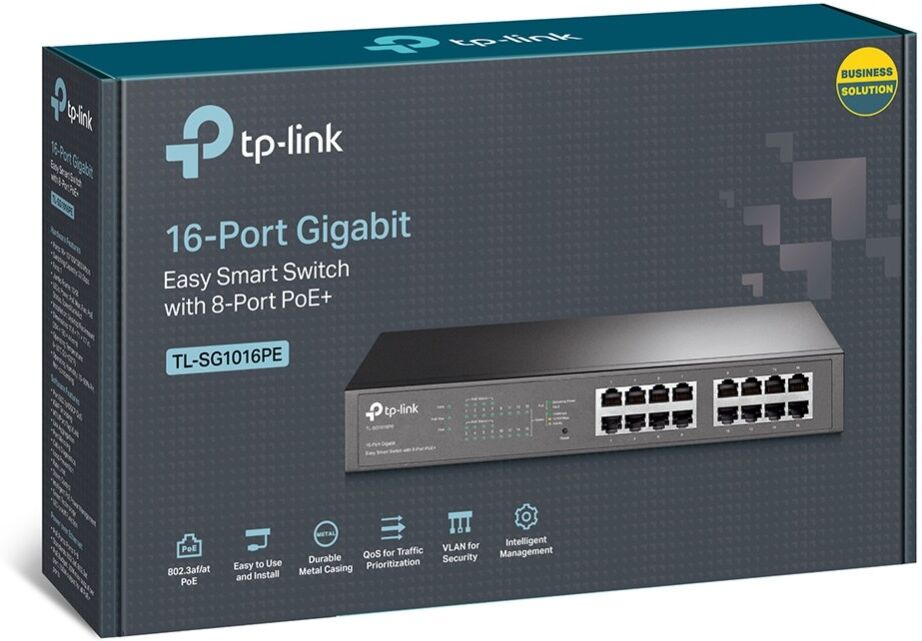 TP-LINK TL-SG1016PE 32 Gbit/s Rack Mountable Managed 16 x Gigabit Ethernet RJ45 Network Switch