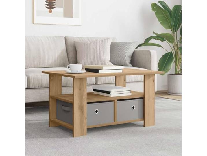 TEKGHUT Couchtisch Artisan-Eiche 77x55x42 cm Holzwerkstoff mit Schubladen Rechteckig, moderne Optik, Schubladen mit versenkten Griffen, Brett-Regale, pflegeleichte Oberfläche