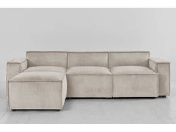 Dreisitzer-Sofa Model 03 mit Chaiselongue links, Kreideweiß