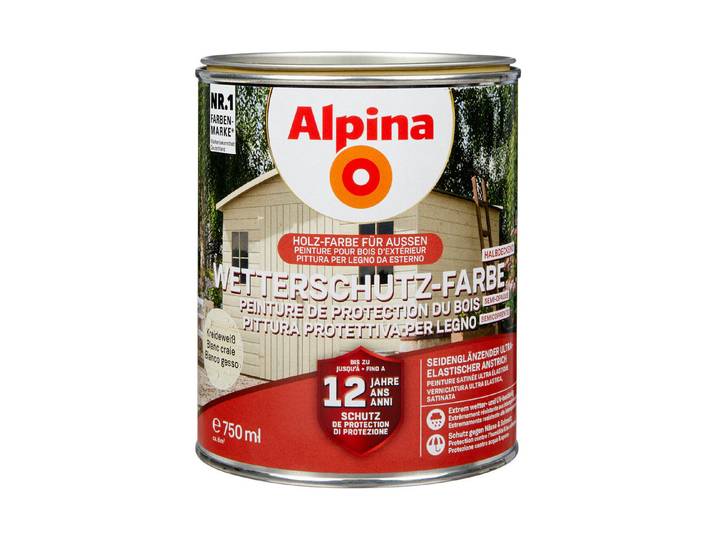 Alpina Wetterschutz-Farbe Kreideweiss Weiss 0.75 l Seidenglanz