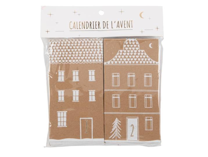 Adventskalender Kraftpapiertüten, braun und weiß