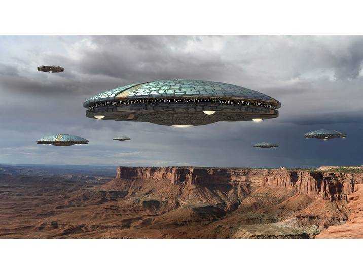 Fototapete PAPERMOON UFO-Invasion , bunt, B:3m L:2,23m, Vlies, Tapeten, Fototapete