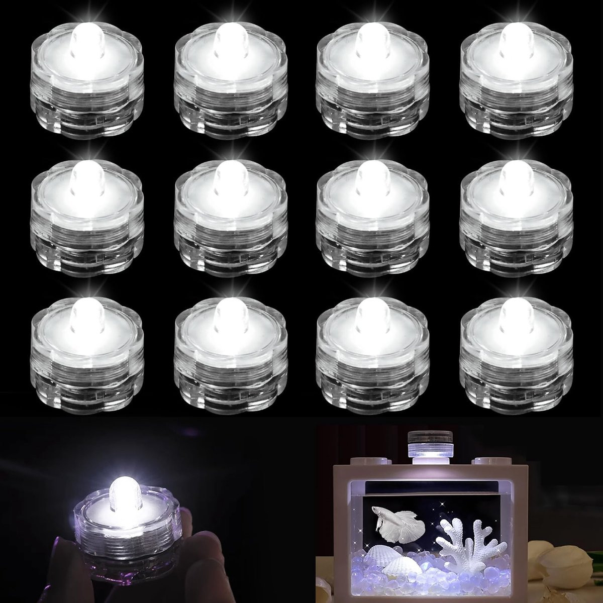 Dailygoody Dompelbare LED Lampen - Vlamloze Waterdichte Decoratieve Verlichting - Klein Formaat Onderwaterlicht