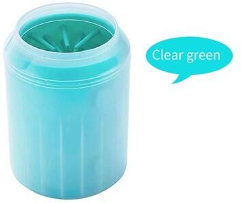 Inspired Living CleanPaws Portable Dog Paw Cleaner Cup With Soft Silicone Brush For Dogs & Cats green l 7.3x9.2x15.2cm