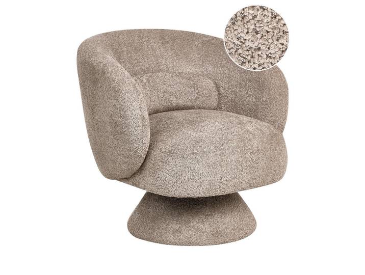 Beliani Drehsessel Bouclé Beige Lieksa, 77x77x64 cm, Wohnzimmer, Sessel, Polstersessel